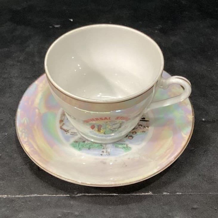 Universal Studios Iridescent Teacup & Saucer , Vtg Souvenir Keepsake, Tableware - Thumbnail 7