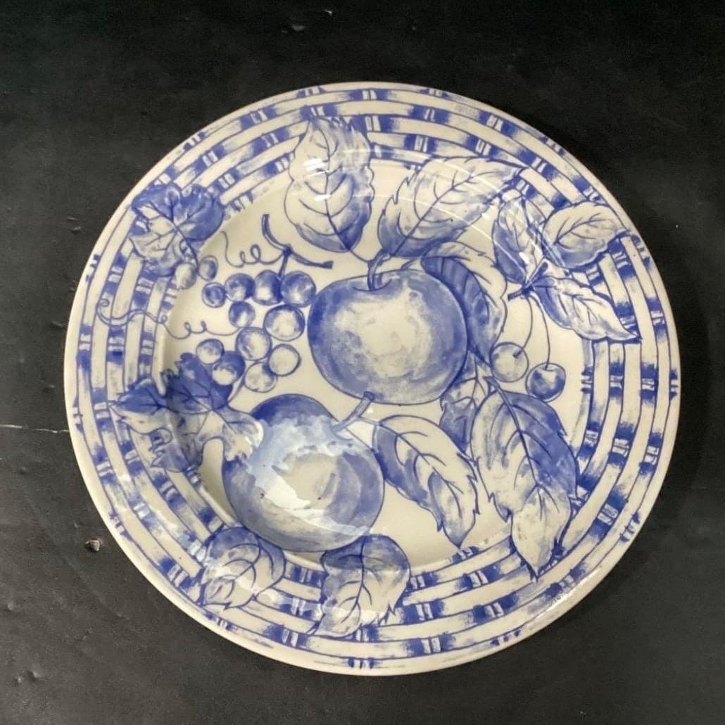Pier 1 Imports Fruit Themed Dinner Plates, Set of 2, Vtg Hand Painted Dinnerware - Thumbnail 3