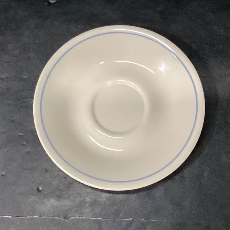 Corelle Corning Needlepoint Coffee Saucers, Set of 4, Vtg Blue Stripe Dinnerware - Thumbnail 3