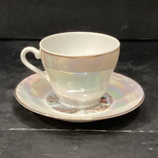 Universal Studios Iridescent Teacup & Saucer , Vtg Souvenir Keepsake, Tableware - Thumbnail 10