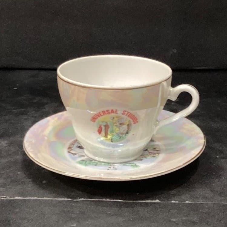 Universal Studios Iridescent Teacup & Saucer , Vtg Souvenir Keepsake, Tableware - Thumbnail 8