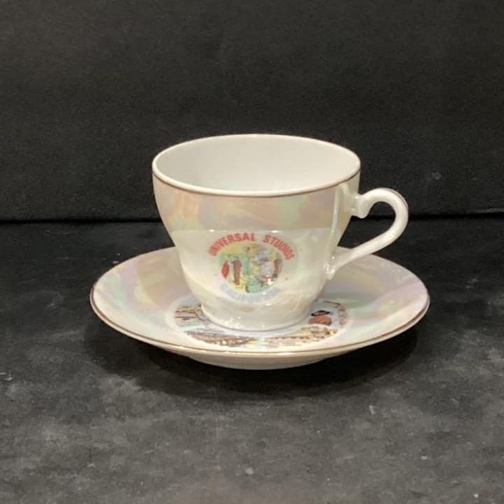 Universal Studios Iridescent Teacup & Saucer , Vtg Souvenir Keepsake, Tableware - Thumbnail 3