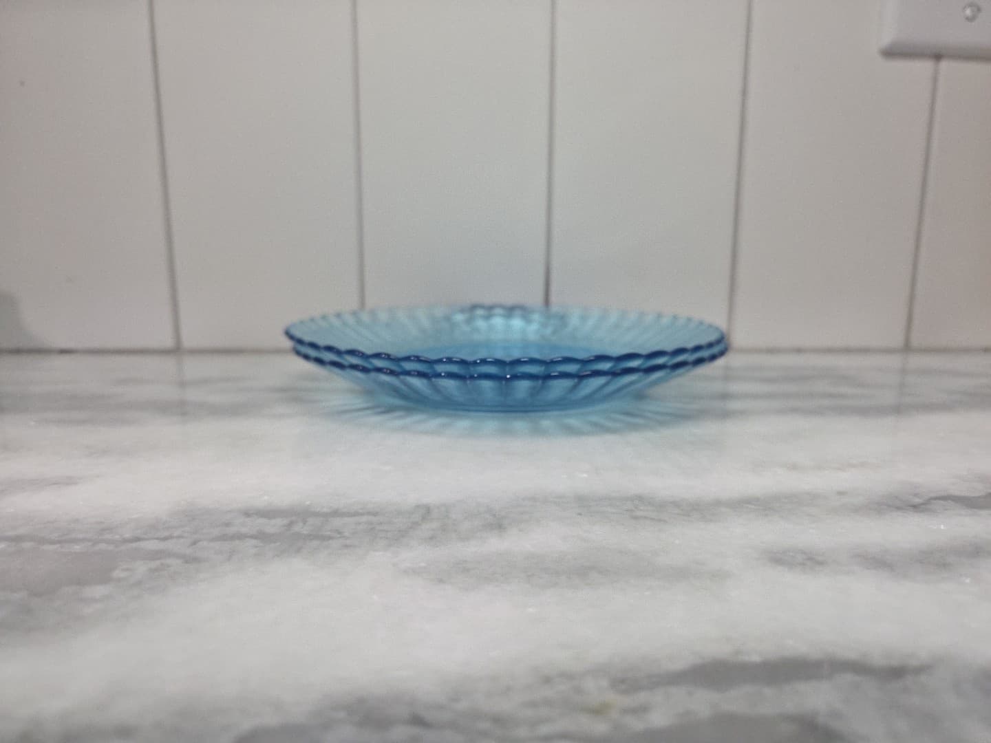 Fortecrisa Ice Blue Luncheon Plates, Set of 2, 7" Scalloped Ribbed Plates, MCM - Thumbnail 7