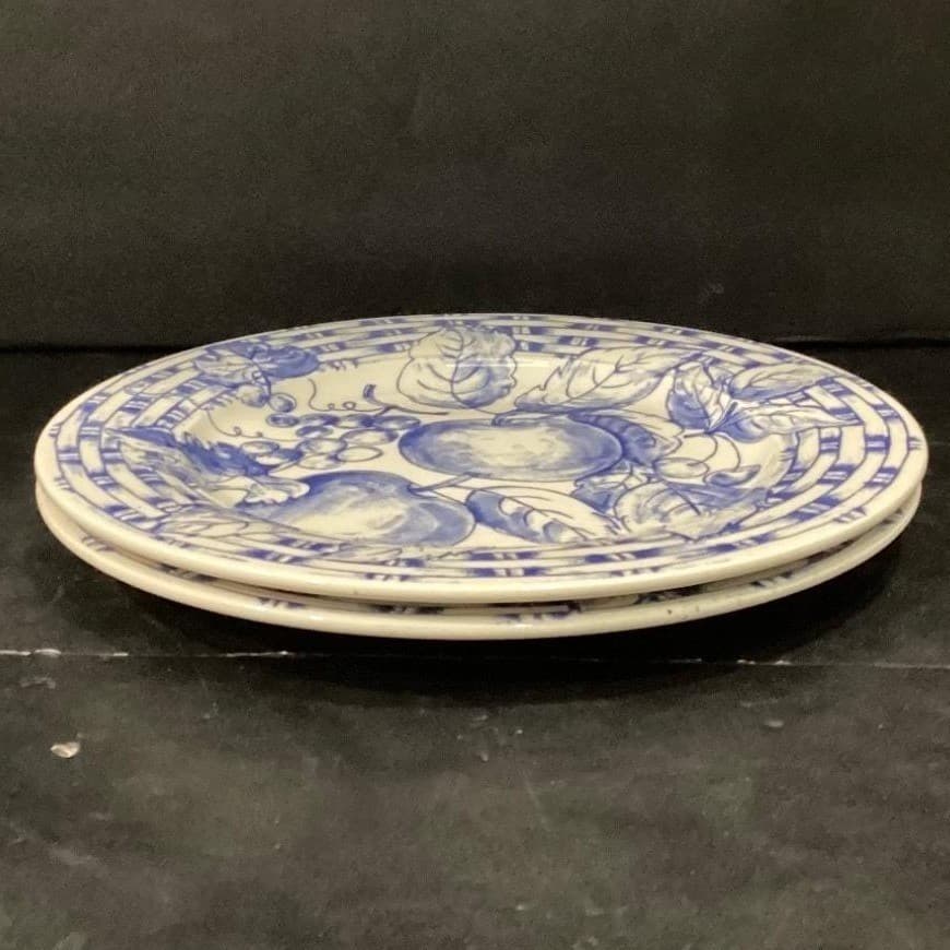 Pier 1 Imports Fruit Themed Dinner Plates, Set of 2, Vtg Hand Painted Dinnerware - Thumbnail 6