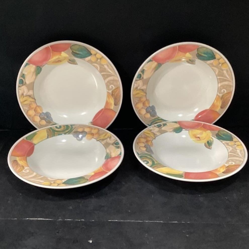 Mikasa Heritage Orchard Odyssey Cereal Bowls, Set of 4, Vtg Stoneware Dinnerware - Thumbnail 2