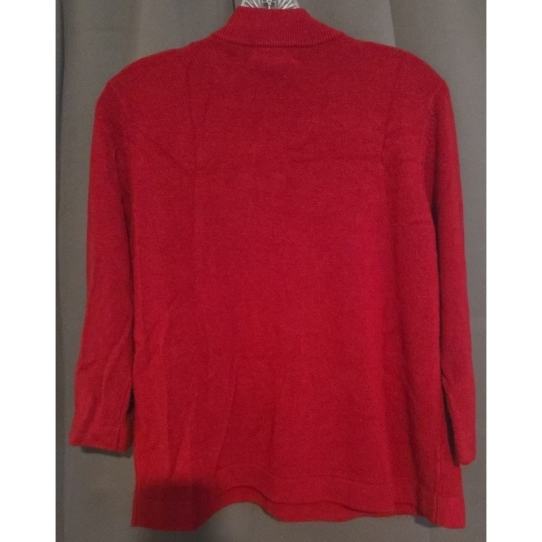 Kim Rogers Signature Red Petite Sweater, Mock Neck, Rhinestone Zip, Women's PXL - Thumbnail 4
