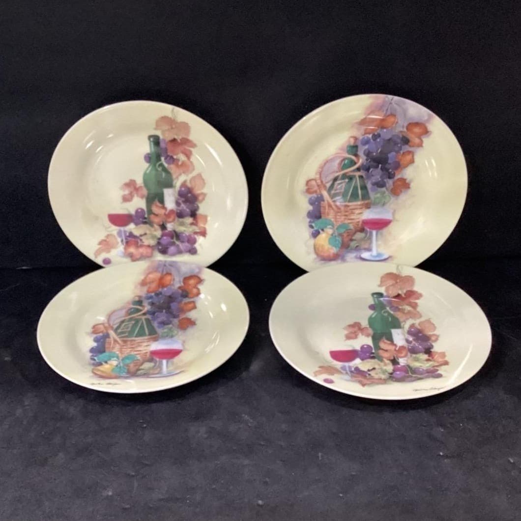 Royal Norfolk Fruit & Wine Theme Salad Plates, Set of 4, Christine Coleman Art - Thumbnail 2