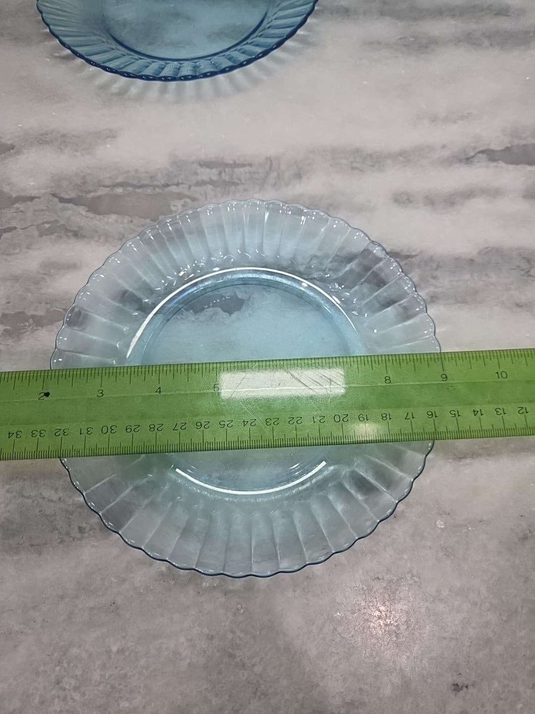Fortecrisa Ice Blue Luncheon Plates, Set of 4, 7" Scalloped Ribbed Plates, MCM - Thumbnail 4
