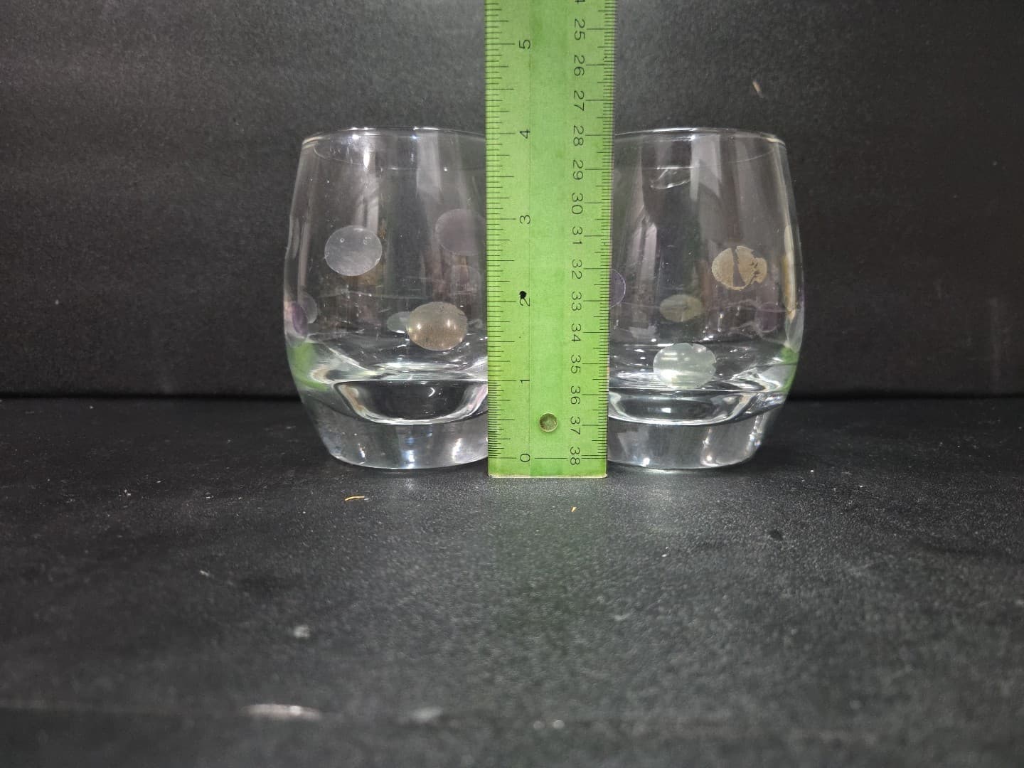 Block Thumb Cut Crystal Ball Glasses Set, Colored Circles, Glassware, Set Of 2 - Thumbnail 8