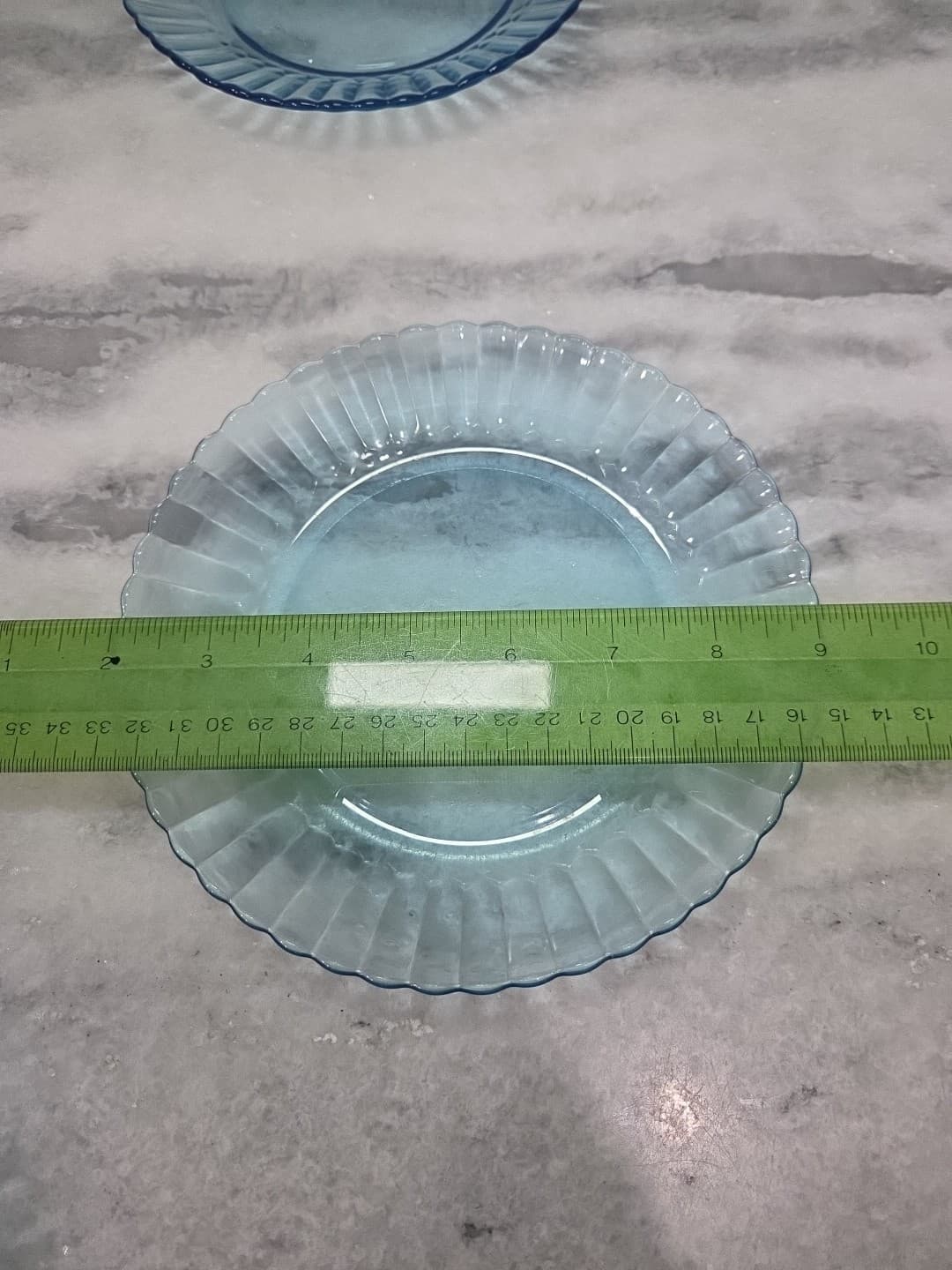 Fortecrisa Ice Blue Luncheon Plates, Set of 2, 7" Scalloped Ribbed Plates, MCM - Thumbnail 4