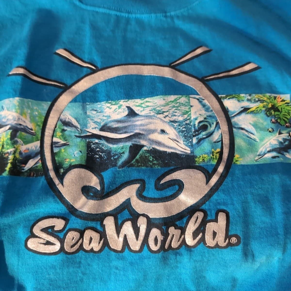SeaWorld Dolphin Graphic T-Shirt, Men's Large, Blue Delta Magnum Weight Cotton - Thumbnail 7