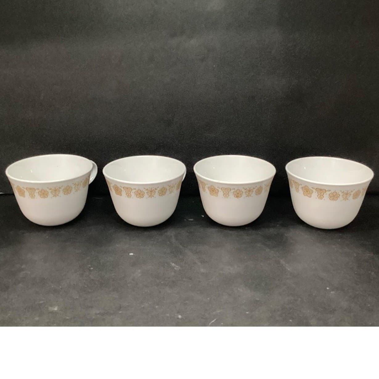 Pyrex Butterfly Gold Coffee Cups, Set of 4, Vintage C-Handle Mugs, Drinkware - Thumbnail 7