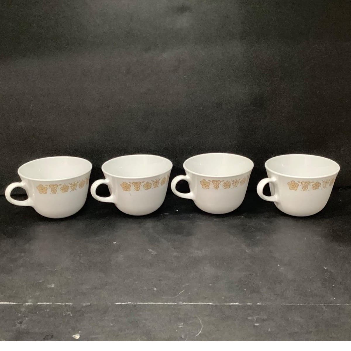 Pyrex Butterfly Gold Coffee Cups, Set of 4, Vintage C-Handle Mugs, Drinkware - Thumbnail 9