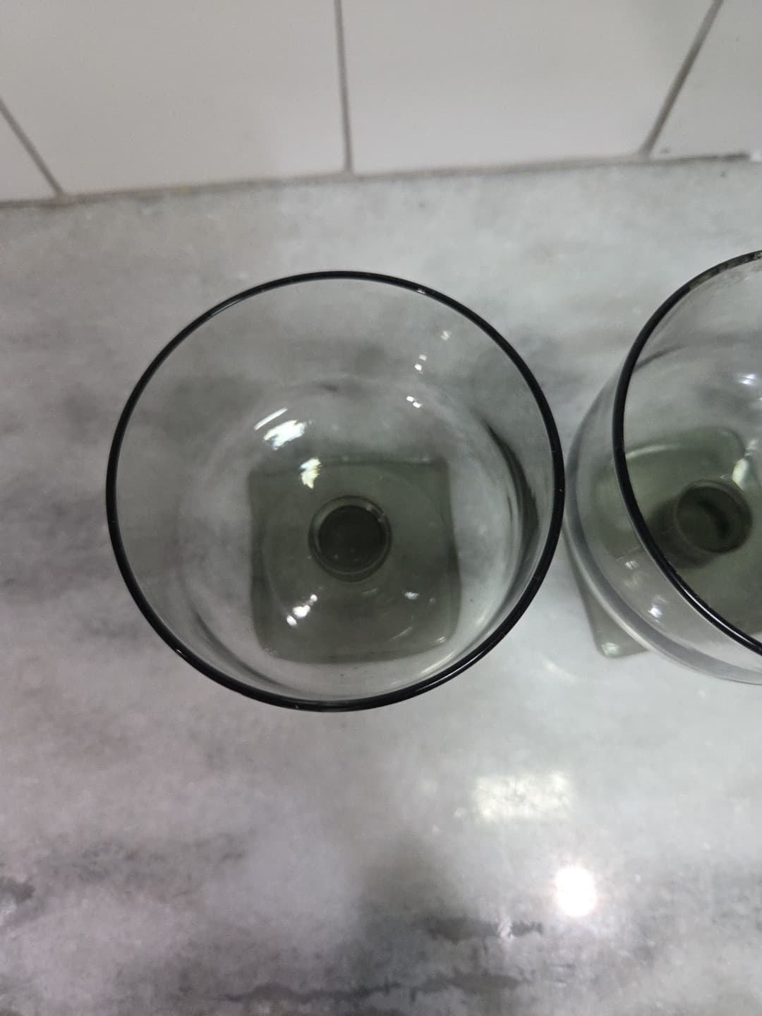 Federal Glass Nordic Midnight Sherbet Glasses, Vintage Set of 2, "A" Monogram - Thumbnail 6