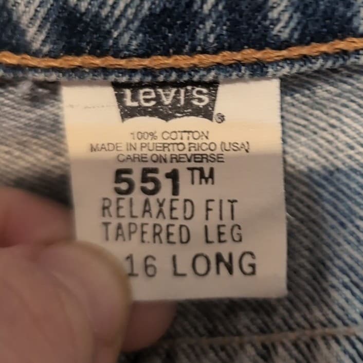 Levis 551 Vintage Relaxed Fit Tapered Leg Blue Jeans, Women's Size 16 Long - Thumbnail 7