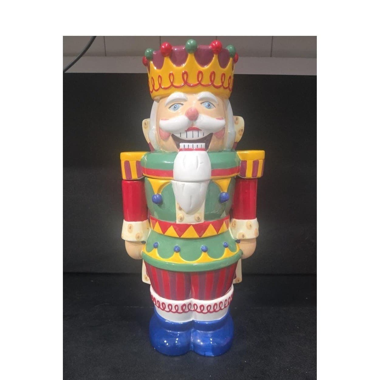 Jeff & Jenny Nutcracker Jar, Vintage Large Cookie Holder, Christmas Storage - Thumbnail 2