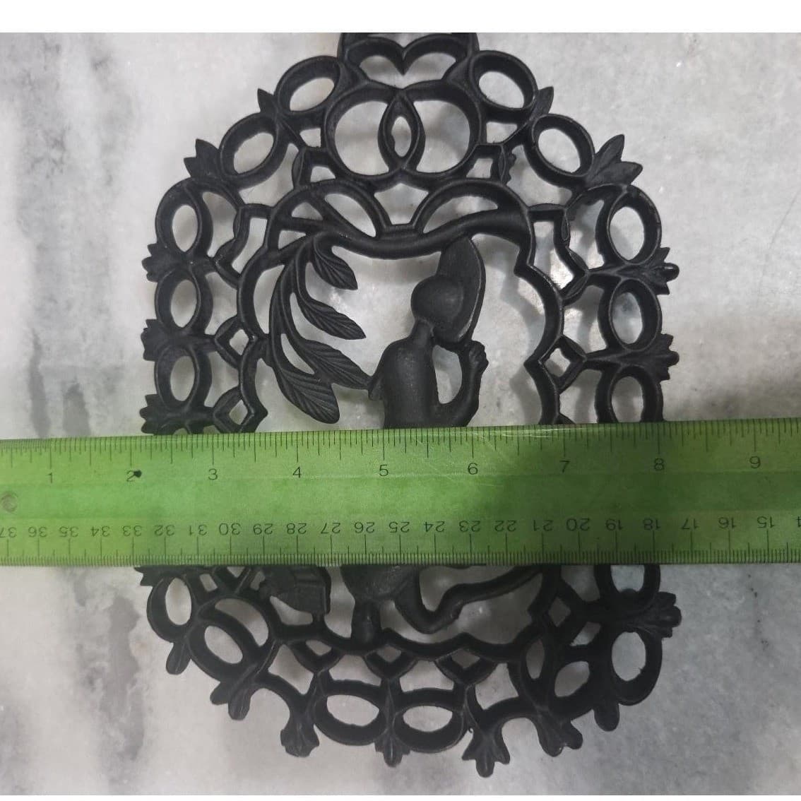 Virginia Metal-Crafter Cast Iron Trivet, Girl Playing Ball With Dog Design, Vtg - Thumbnail 10