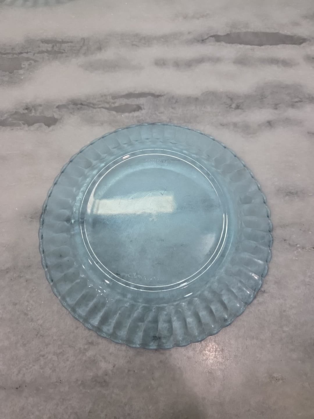 Fortecrisa Ice Blue Luncheon Plates, Set of 4, 7" Scalloped Ribbed Plates, MCM - Thumbnail 3