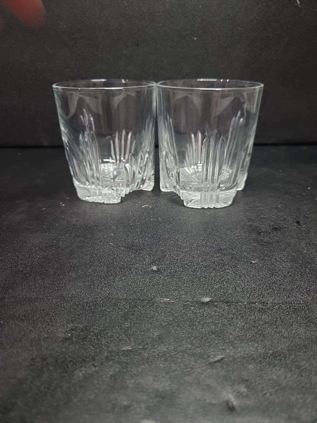 Bormioli Rocco Crystal Rocks Glasses, Set of 2, Vertical Fan Cut, 3.5" Barware