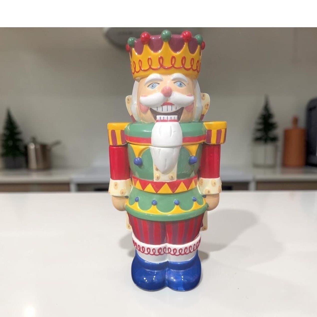 Jeff & Jenny Nutcracker Jar, Vintage Large Cookie Holder, Christmas Storage