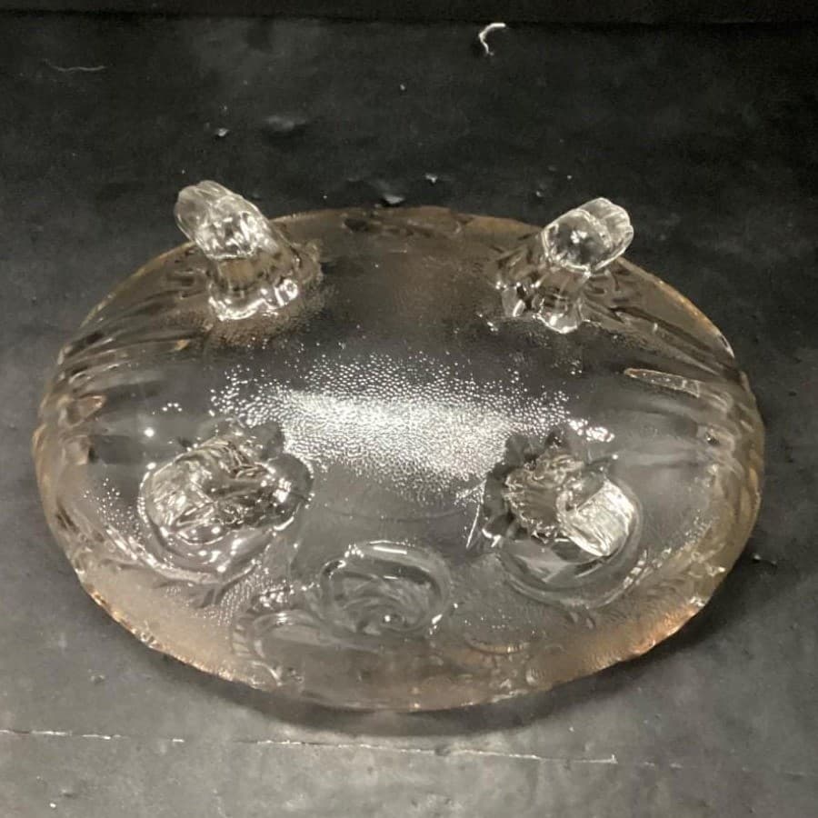 Jeanette Lombardi Oval Bowl, Vintage 22k Gold Rim Centerpiece, Pressed Glass - Thumbnail 9