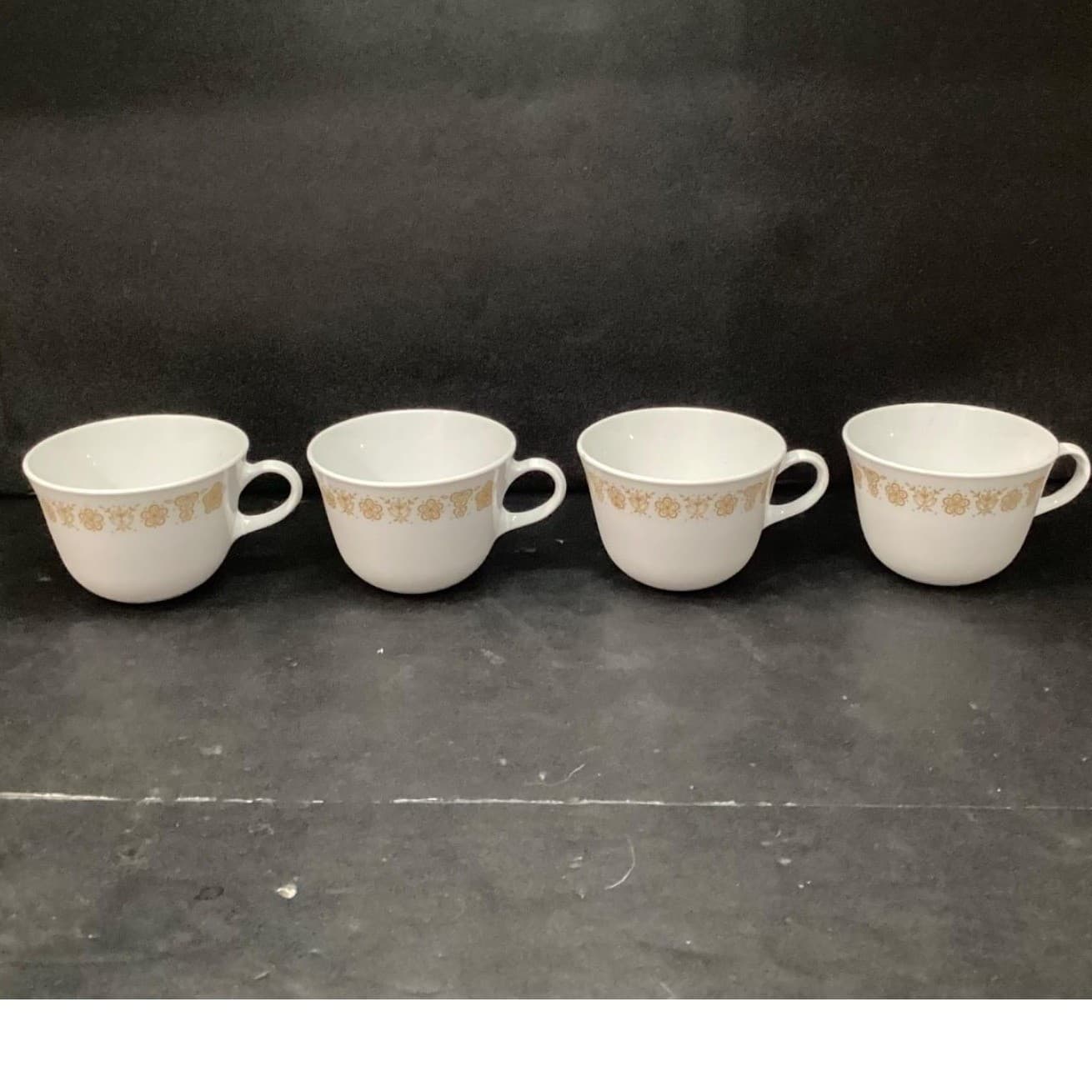 Pyrex Butterfly Gold Coffee Cups, Set of 4, Vintage C-Handle Mugs, Drinkware - Thumbnail 2