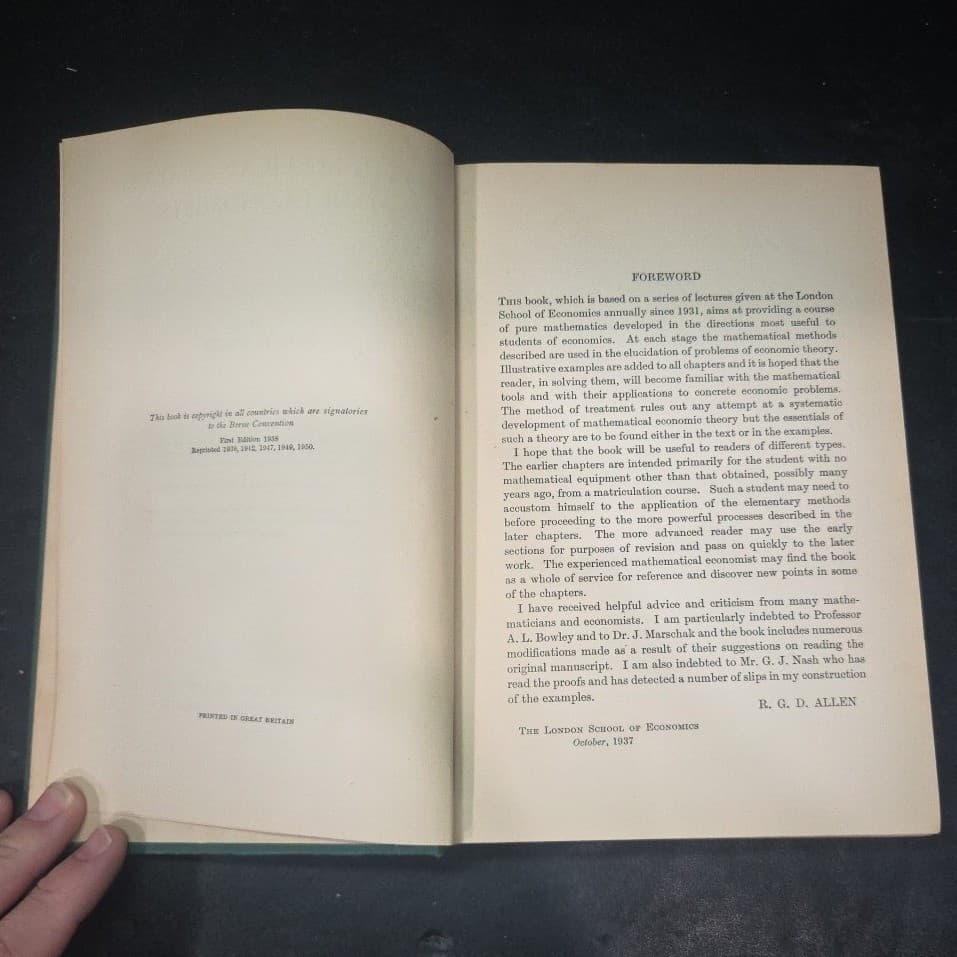 Mathematical Analysis for Economists R.G.D Allen 1950 Macmillan London Hardcover - Thumbnail 5