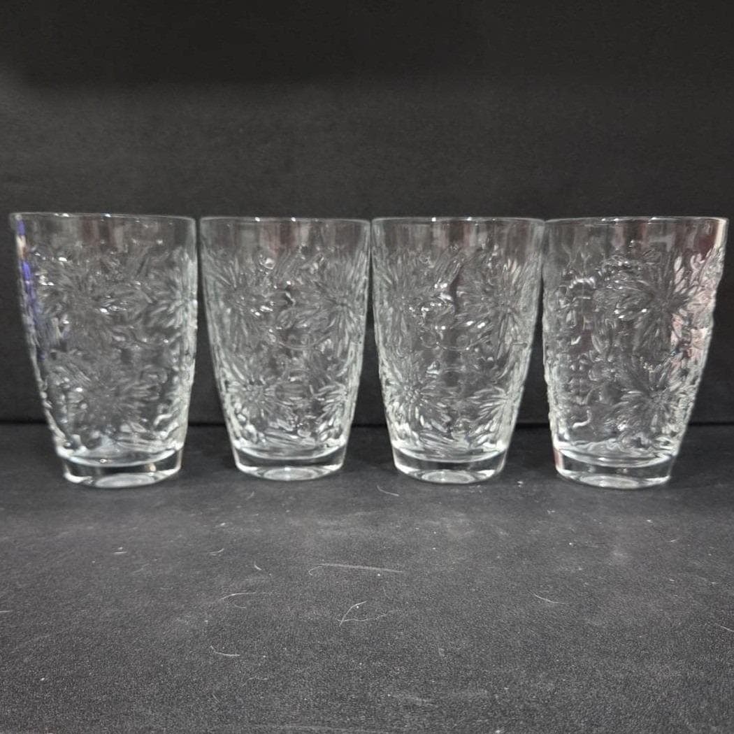 Princess House Fantasia Flat Tumblers #545, Set of 4, Vintage Poinsettia Pattern - Thumbnail 9