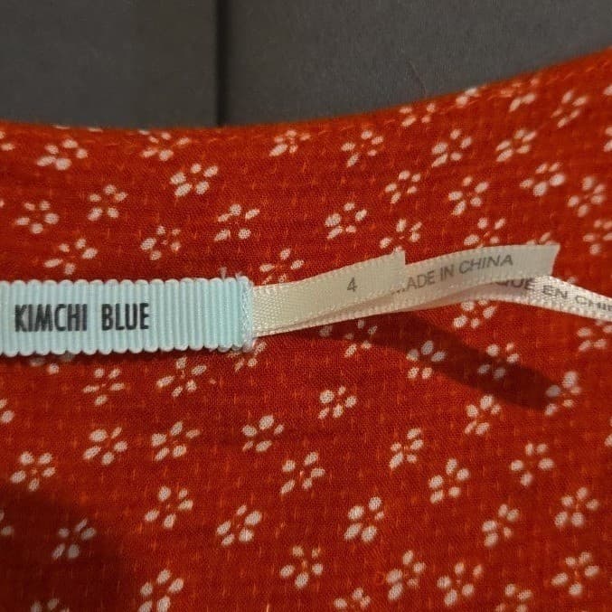 Kimchi Blue Red Floral Button Front V-Neck, Size 4 Romper, Urban Outfitters - Thumbnail 5
