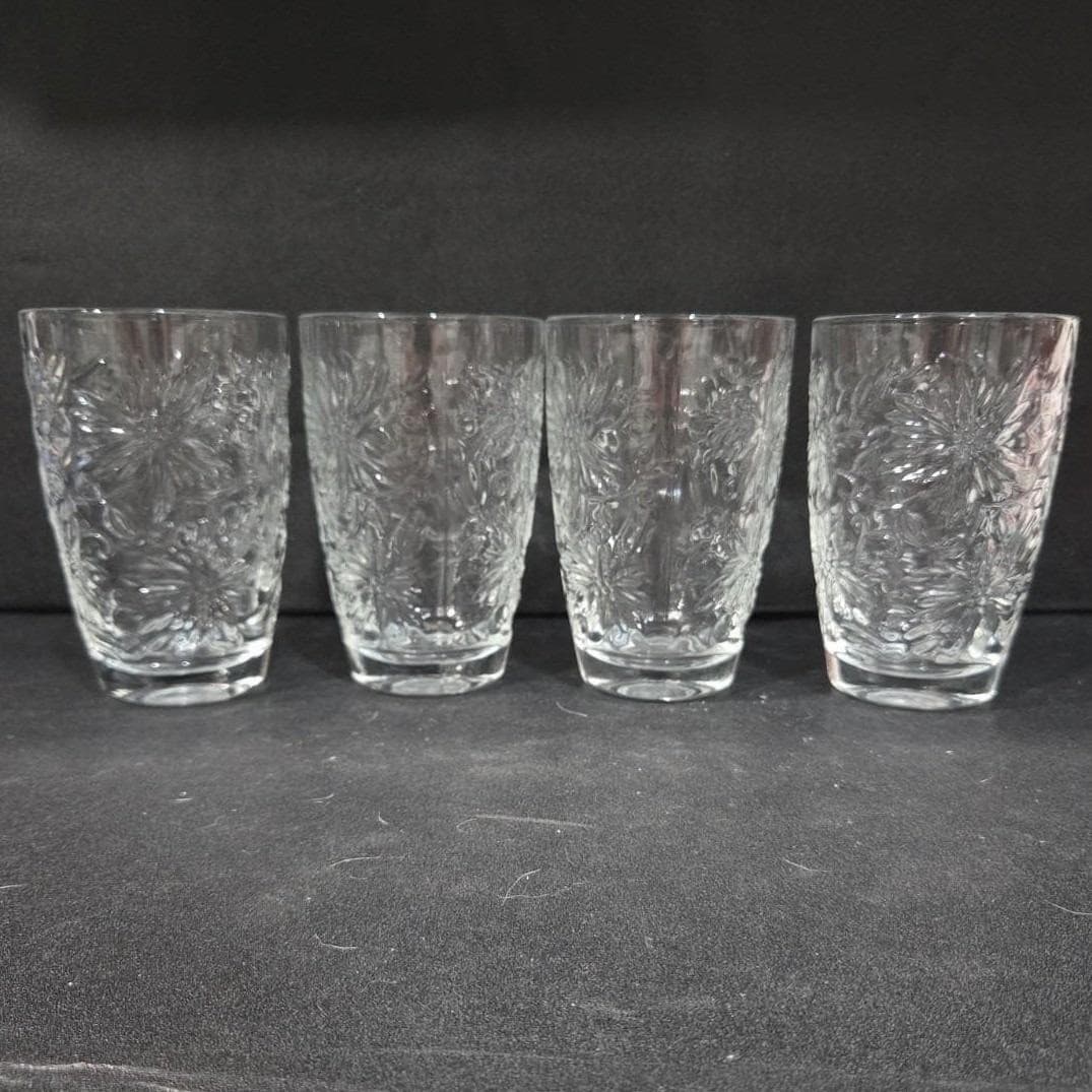 Princess House Fantasia Flat Tumblers #545, Set of 4, Vintage Poinsettia Pattern - Thumbnail 8