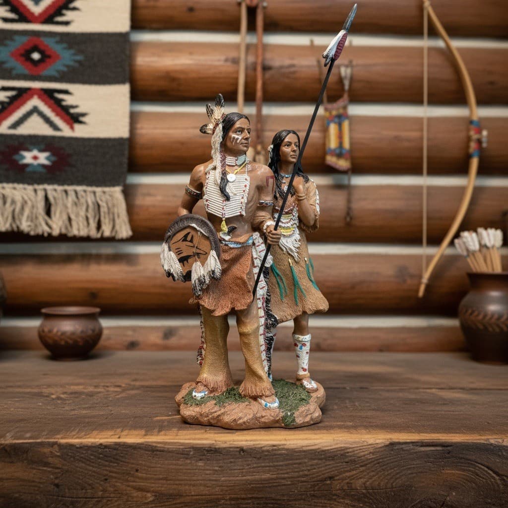 Ebros Hand-Painted Eagle Warrior Couple Figurine, Husband & Wife Family Sculptur