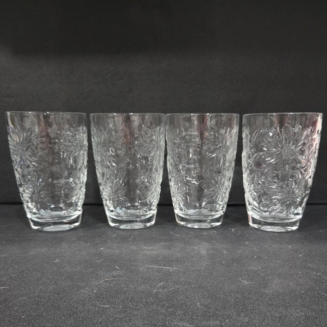 Princess House Fantasia Flat Tumblers #545, Set of 4, Vintage Poinsettia Pattern - Thumbnail 10