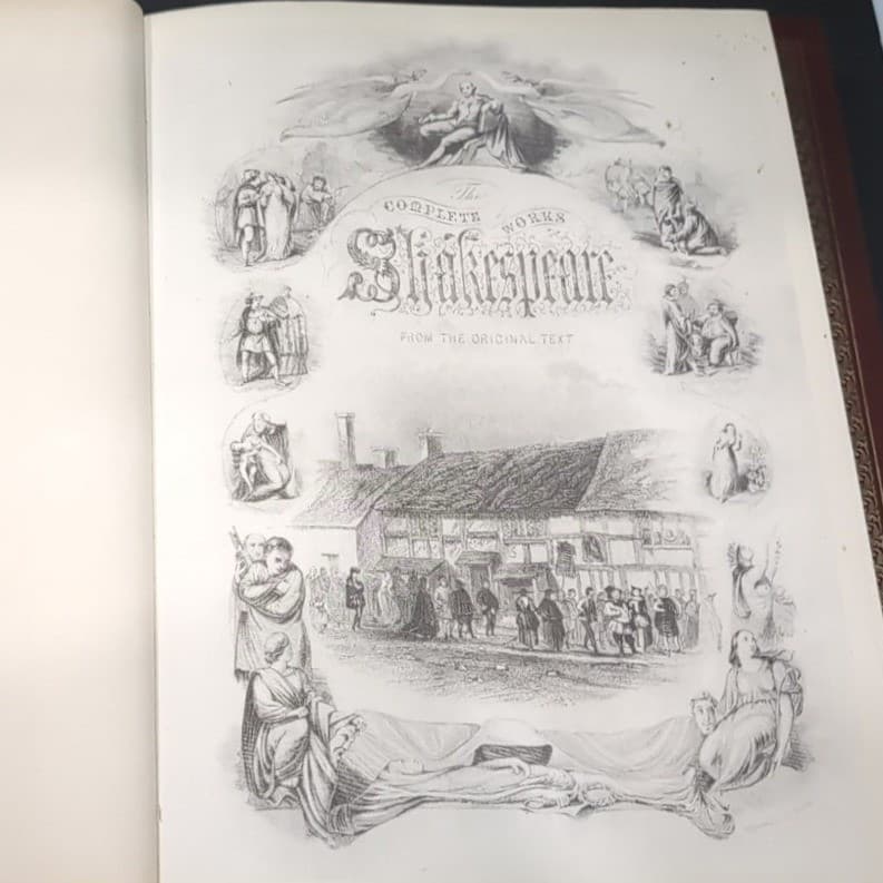 William Shakespeare Complete Works, 3 Volume Set, Wellfleet Press Red Gold Gilt - Thumbnail 5