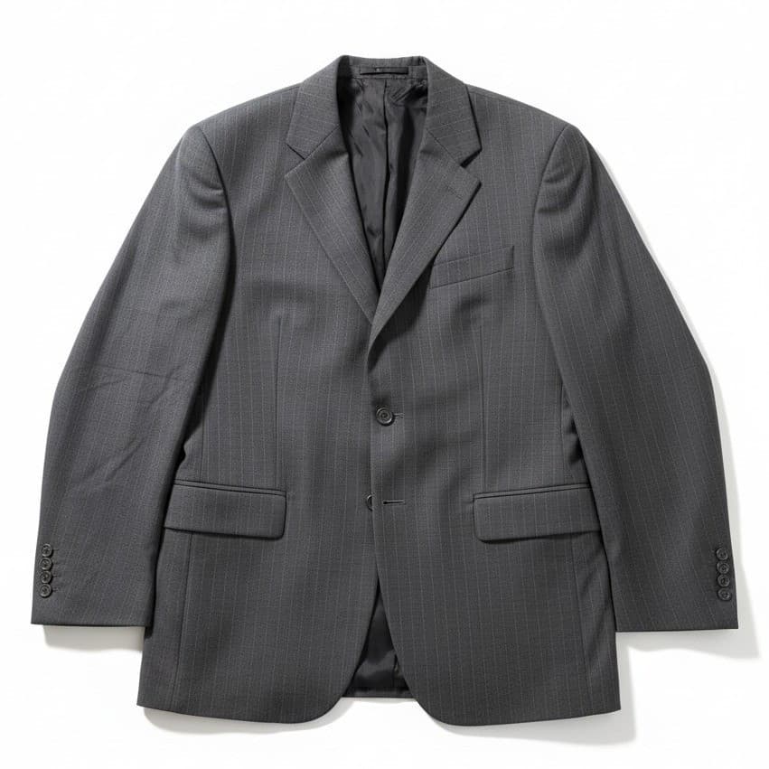 Lauren Ralph Lauren Grey Wool Pinstripe Blazer, Men's 41R Two Button Sport Coat