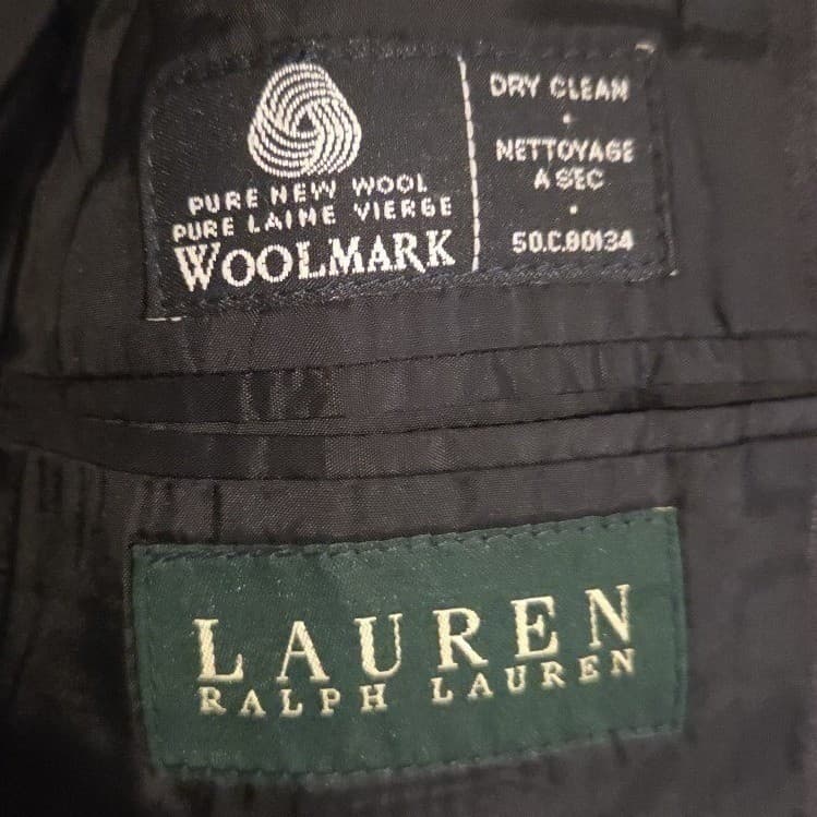 Lauren Ralph Lauren Grey Wool Pinstripe Blazer, Men's 41R Two Button Sport Coat - Thumbnail 5