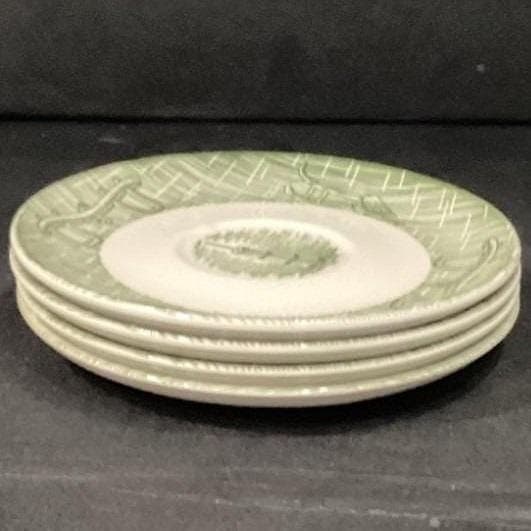 SCIO Currier and Ives Green "Yokes & Plow" Saucers, Set of 4, Vintage Ironstone - Thumbnail 8