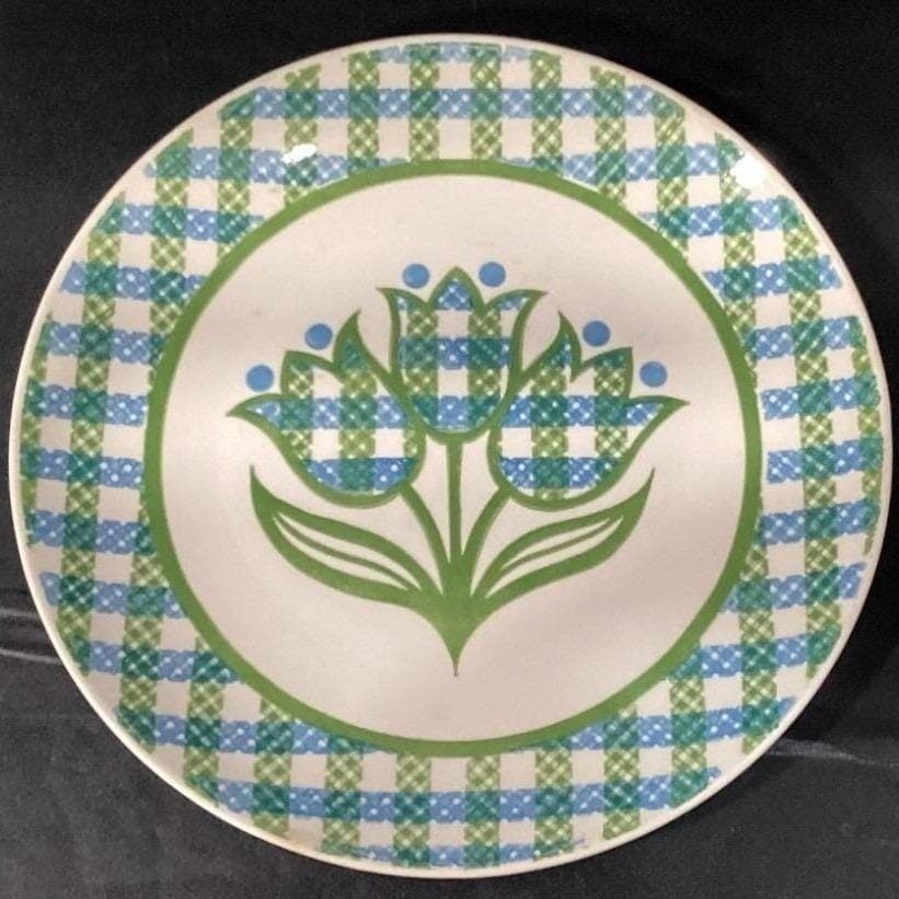 Royal China Cavalier "Gingham Garden" Dinner Plates, Set of 2 Vintage USA Floral - Thumbnail 5