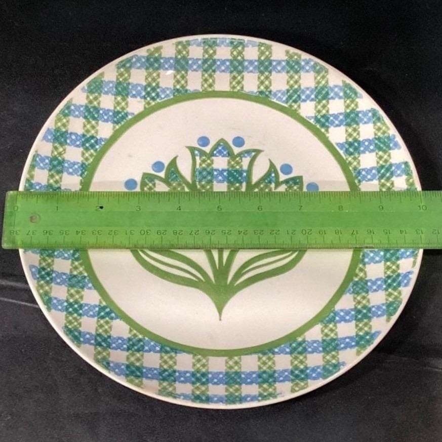 Royal China Cavalier "Gingham Garden" Dinner Plates, Set of 2 Vintage USA Floral - Thumbnail 2