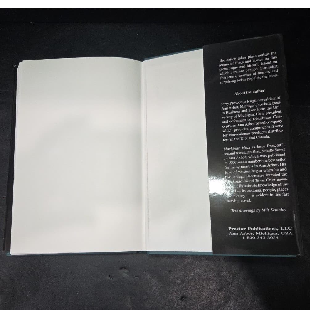 Mackinac Maze by Jerry Prescott, Signed First Edition Hardcover, 1997 Mystery - Thumbnail 7