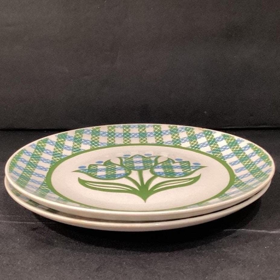 Royal China Cavalier "Gingham Garden" Dinner Plates, Set of 2 Vintage USA Floral - Thumbnail 7