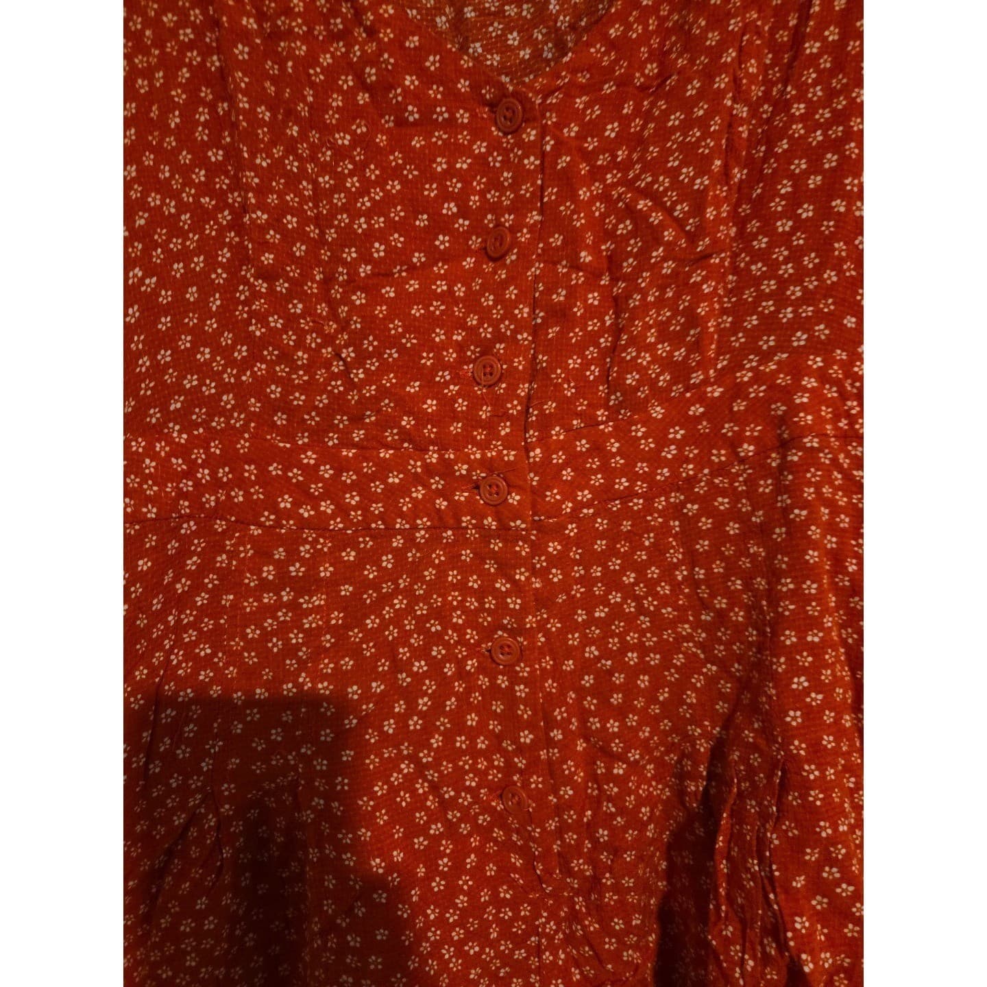 Kimchi Blue Red Floral Button Front V-Neck, Size 4 Romper, Urban Outfitters - Thumbnail 7