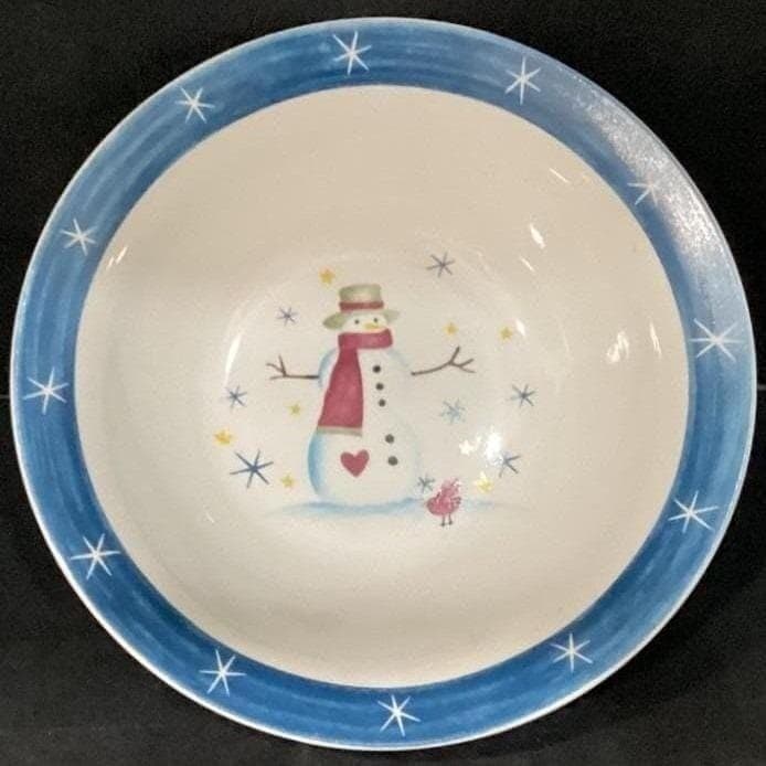 Holiday Home Christmas Snowman Serving Bowl, Vintage Ceramic Winter Tableware - Thumbnail 6