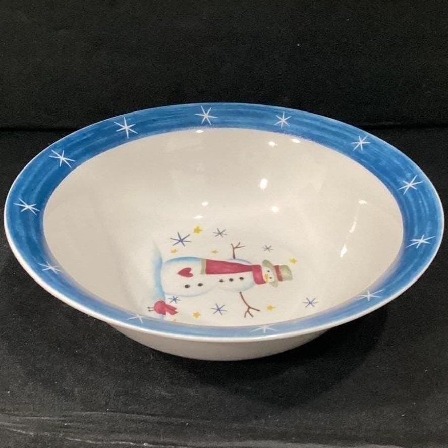 Holiday Home Christmas Snowman Serving Bowl, Vintage Ceramic Winter Tableware - Thumbnail 12