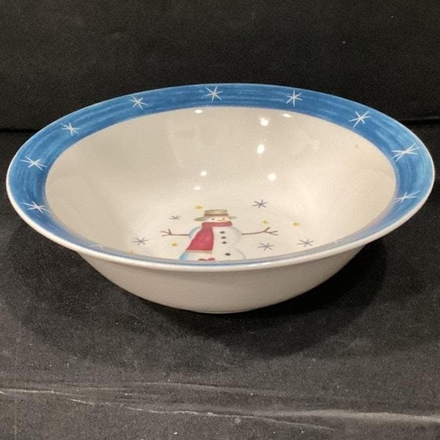 Holiday Home Christmas Snowman Serving Bowl, Vintage Ceramic Winter Tableware - Thumbnail 8