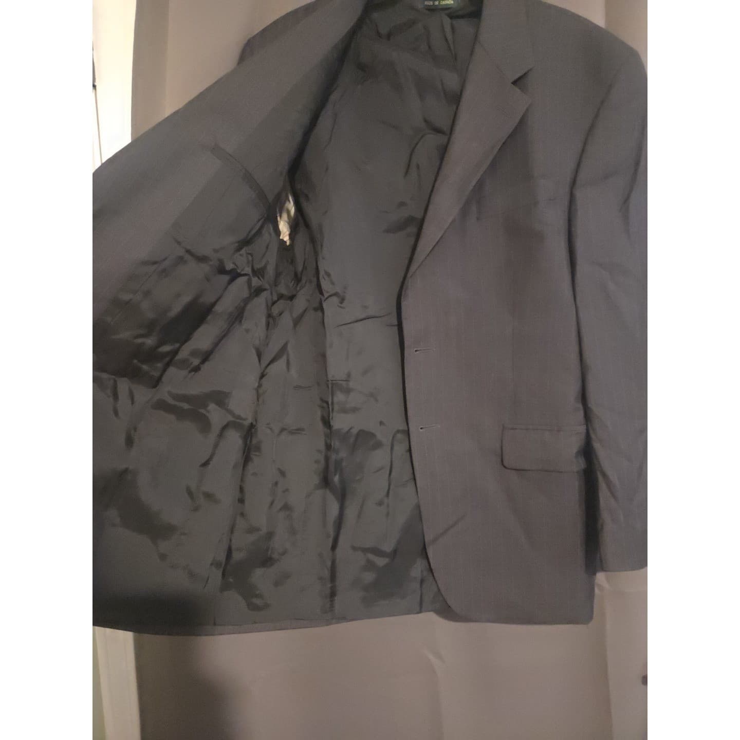 Lauren Ralph Lauren Grey Wool Pinstripe Blazer, Men's 41R Two Button Sport Coat - Thumbnail 8