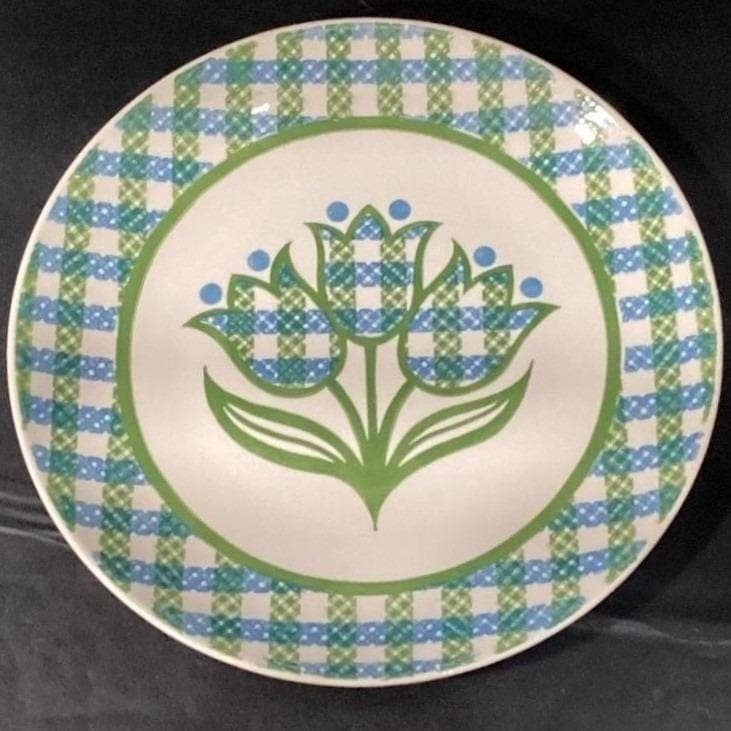 Royal China Cavalier "Gingham Garden" Dinner Plates, Set of 4, Vintage Ironstone - Thumbnail 5