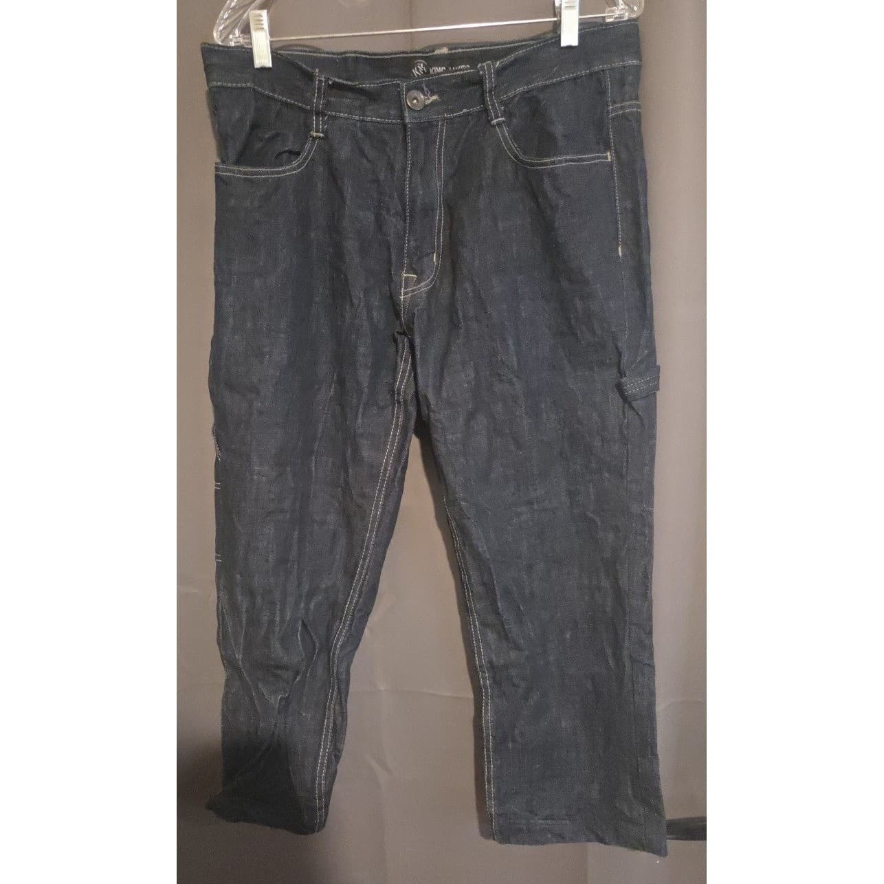 King Maker Indigo Carpenter Jeans, Men's Size 36, Contrast Stitch Utility Denim - Thumbnail 3