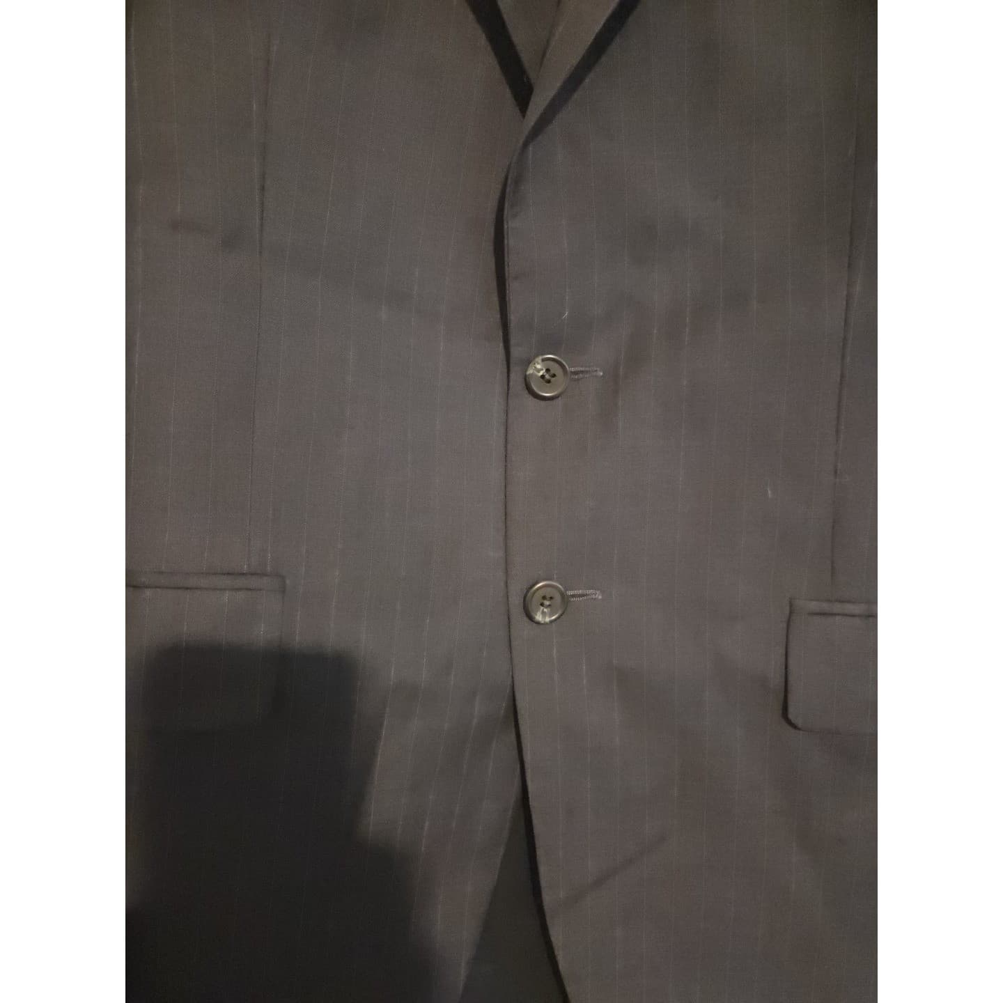 Lauren Ralph Lauren Grey Wool Pinstripe Blazer, Men's 41R Two Button Sport Coat - Thumbnail 6