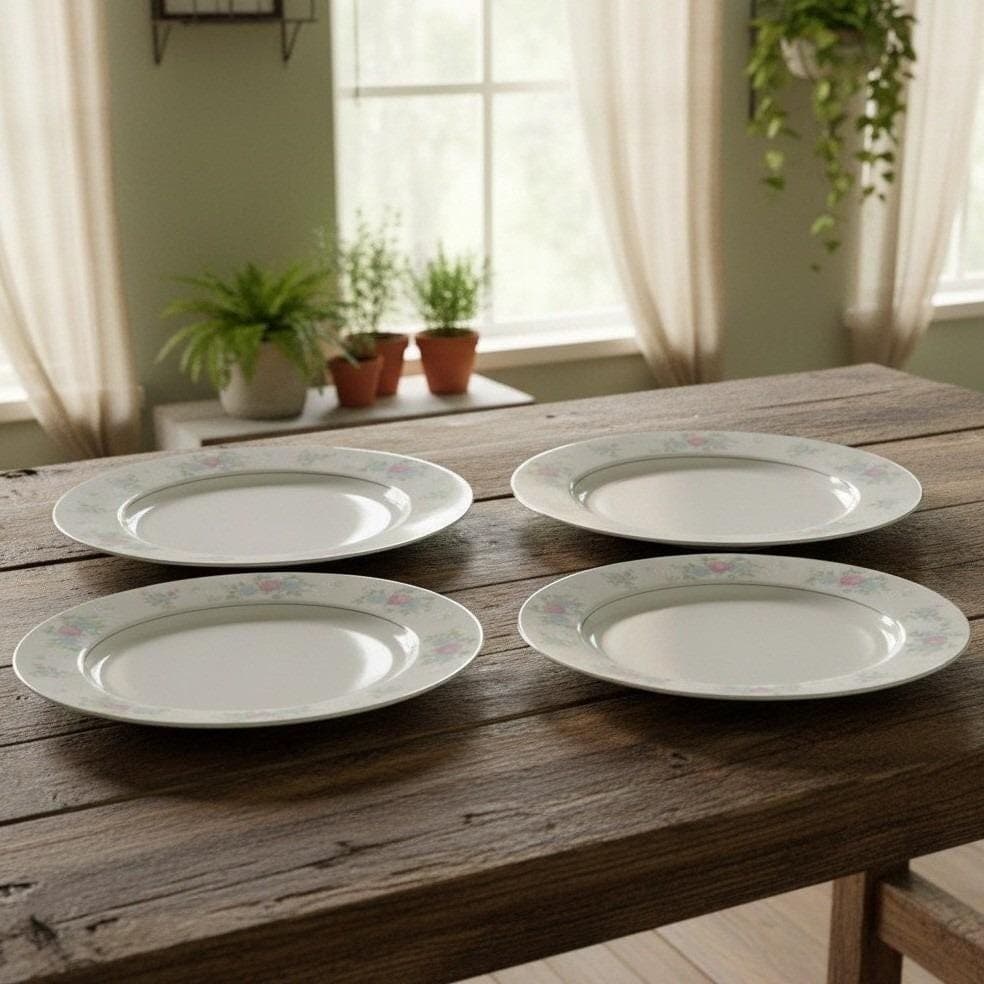 Presige China "China Garden" Dinner Plates, Set of 4 Multicolor Floral Porcelain