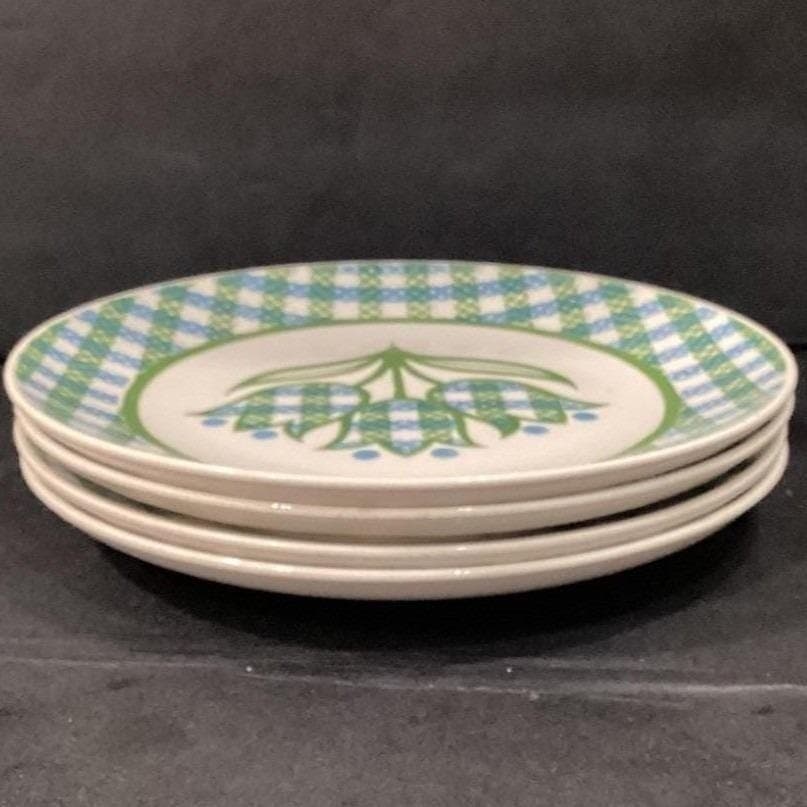 Royal China Cavalier "Gingham Garden" Dinner Plates, Set of 4, Vintage Ironstone - Thumbnail 9